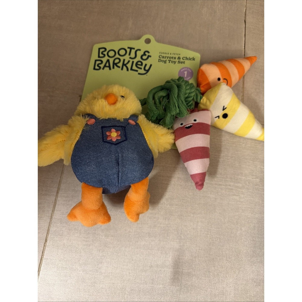 Boots & Barkley Carrots & Chick Plush Dog Toy Set Squeaky Cuddle Fetch New
